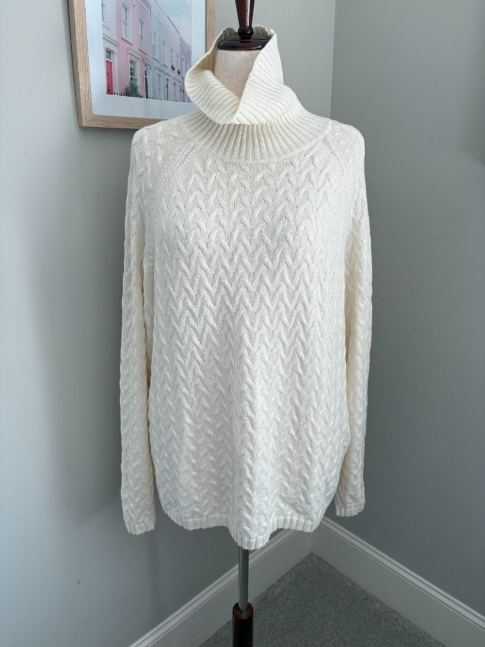Coldwater Creek Braided Cable Turtleneck Sweater 2X Ivory NWT Style 4016246